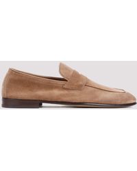 Brunello Cucinelli - Brown Suede Leather Loafers - Lyst