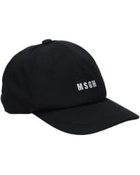 MSGM - Black Cotton Cap (baseball Hat) - Lyst