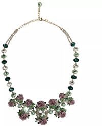 Dolce & Gabbana - Brass Link Chain Rose Petal Crystal Necklace - Lyst