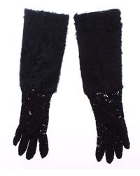 Dolce & Gabbana - Wool Lace & Lamb Fur Elbow Gloves - Lyst