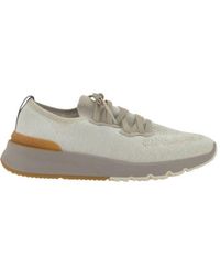 Brunello Cucinelli - White Cotton Athletic Sneakers - Lyst