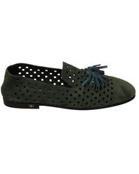 Dolce & Gabbana - Green Suede Breathable Slippers Loafers Shoes - Lyst