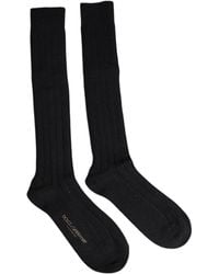Dolce & Gabbana - Black Dg Logo Print Over The Calf Socks - Lyst