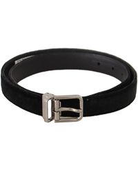 Dolce & Gabbana - Casual Velvet Metal Logo Buckle Belt - Lyst