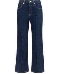 KHAITE - Blue Cotton Flared Jeans - Lyst