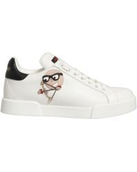 Dolce & Gabbana - White Patch Calfskin Nappa Portofino Sneakers Shoes - Lyst