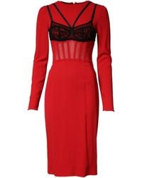 Dolce & Gabbana - Contrasting Bra Cady Midi Dress And 05+Pa+Vi - Lyst