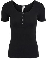Pieces - Black Cotton Tank Tops - Lyst