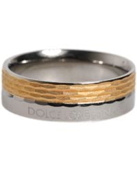 Dolce & Gabbana - Tone Real Brass Dg Logo Ring - Lyst