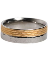 Dolce & Gabbana - Gold Silver Tone Real Brass Dg Logo Ring - Lyst