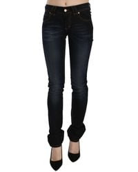 John Galliano - Dark Blue Mid Waist Slim Fit Denim Casual Pants Jeans - Lyst