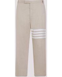 Thom Browne - Camel Beige Cotton Unconstructed Straight Leg Trousers - Lyst