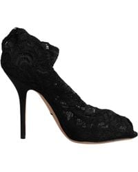 Dolce & Gabbana - Lace Stretch Heels Mid Calf Boots Shoes - Lyst