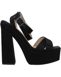 Jimmy Choo - Black Satin Platform Sandals - Lyst