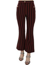 Dolce & Gabbana - Black Amaranth Stripe Cropped Flared Pants - Lyst