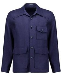 AUTORE - Navy Blue Linen Jacket - Lyst