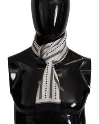 Dolce & Gabbana - Black White Silk Polka Dot Print Shawl Fringe Scarf - Lyst