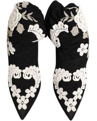 Dolce & Gabbana - Embroidered Jersey Stiletto Boots Shoes Viscose Elastane - Lyst