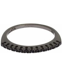 Nialaya - Black Cz Rhodium 925 Silver S Ring - Lyst