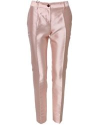 Dolce & Gabbana - Pink Satin High Waist Tapered Pants - Lyst