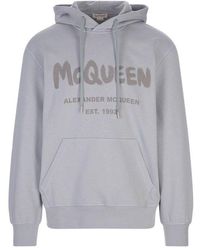 McQueen - Logo Hooded Cotton Sweatshirt - Lyst