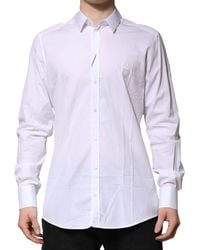 Dolce & Gabbana - White Cotton Gold Long Sleeves Formal Shirt - Lyst