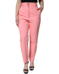 Dolce & Gabbana - Rose Polyester High Waist Tapered Pants - Lyst