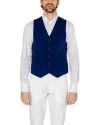 Only & Sons - Blue Polyester Waistcoat - Lyst
