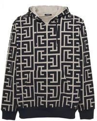 Balmain - Monogram-print Hoodie - Lyst