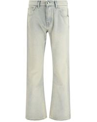 7FOR - Beige Cotton Bootcut Jeans - Lyst
