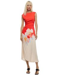 Desigual - Orange Viscose Long Dress - Lyst