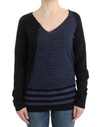 CoSTUME NATIONAL - Black Striped V-neck Sweater - Lyst