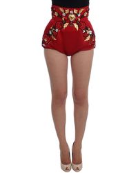 Dolce & Gabbana - Silk Crystal Roses Shorts - Lyst