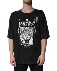 Dolce & Gabbana - Leopard Graphic Tee Distressed - Lyst