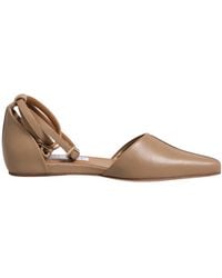 Max Mara - Beige Leather Pointed Toe Sandals Ballet Flat Shoes - Lyst
