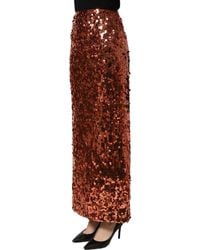 Dolce & Gabbana - Sequin Highwaist Pencilcut Midi Skirt Nylon - Lyst