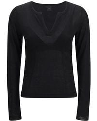 Pinko - Black Viscose Sweatshirt - Lyst