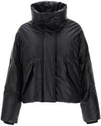 MM6 by Maison Martin Margiela - Faux Leather Puffer Jacket With Back Logo Embroidery - Lyst