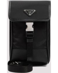 Prada - Black Nylon And Leather Smartphone Case - Lyst