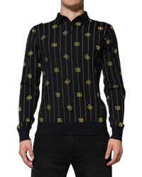 Dolce & Gabbana - Logo Print Long Sleeve Polo - Lyst