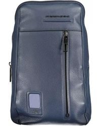 Piquadro - Sleek Blue Leather Shoulder Laptop Bag - Lyst