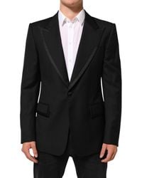 Dolce & Gabbana - Black Wool 1 Button Suit Jacket Men Blazer - Lyst