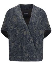 Giorgio Armani - Blue Cotton Denim Jacket - Lyst