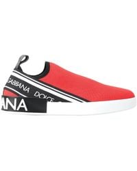 Dolce & Gabbana - Red White Flat Sneakers Loafers Shoes - Lyst