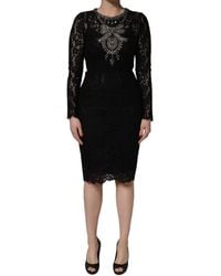 Dolce & Gabbana - Nylon Lace Embellished Sheath Dress - Lyst