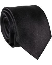 Dolce & Gabbana - Black Solid Silk Satin Wide Adjustable Men Necktie Tie - Lyst
