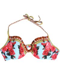 Dolce & Gabbana - Multicolor Floral Print Halter Bikini Top Swimwear - Lyst