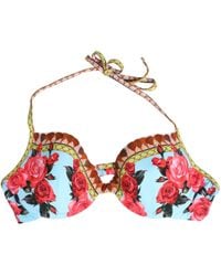 Dolce & Gabbana - Multicolor Floral Print Halter Bikini Top Swimwear - Lyst