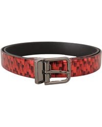 Dolce & Gabbana - Goccia Glitter Patent Leather Buckle Vernice Belt - Lyst