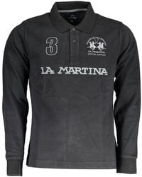 La Martina - Black Cotton Men Polo Shirt - Lyst